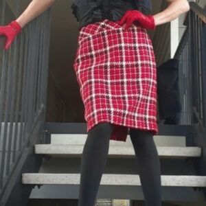 Vintage Villager by Liz Claiborne Wool Blend Plaid Pencil Skirt